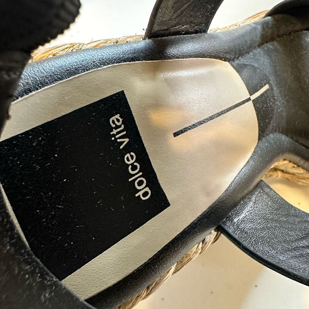 NIB Dolce Vita Women’s Aldona Black Leather Espadrille Wedge Buckle Strap - 7.5 - Picture 8 of 10